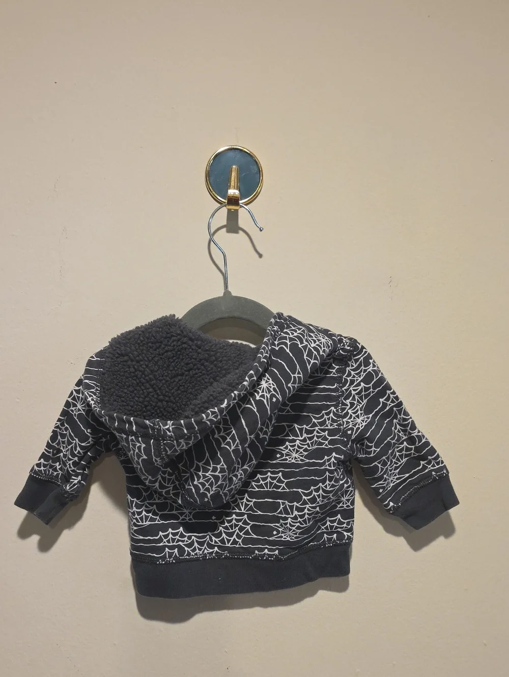 GAP Black Spiderweb Hooded Zip-Up Sweatshirt 3-6 Months Halloween